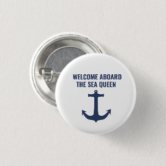 Badge Rond 2,50 Cm Bateau à voile Cadeau Bienvenue à bord Ancre nauti