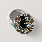 Badge Rond 2,50 Cm Bateau de chat et de poisson (Devant & derrière)