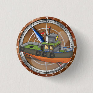 Badge Rond 2,50 Cm Bateau remorqueur