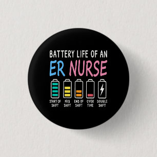 Badge Rond 2,50 Cm Batterie d'un graphique d'humour d'infirmière de s