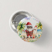 Badge Rond 2,50 Cm Beach Surf Christmas Party with Santa Claus (Devant & derrière)