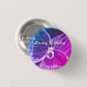 Badge Rond 2,50 Cm Beau Button papillon Joyeux anniversaire 5 (Devant & derrière)