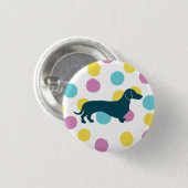 Badge Rond 2,50 Cm Beau Dachshund Chien violet rose bleu marbre (Devant & derrière)
