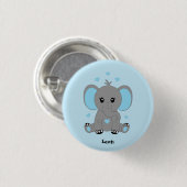 Badge Rond 2,50 Cm Beau éléphant en bleu pour les garçons (Devant & derrière)