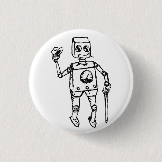 Badge Rond 2,50 Cm Beau Robot, le brave gentleman sur un (Devant)
