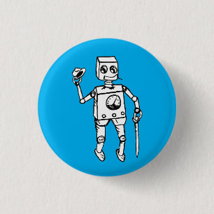 Badge Rond 2,50 Cm Beau robot par Fred Wilder sur Blue