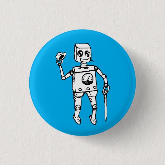 Badge Rond 2,50 Cm Beau robot par Fred Wilder sur Blue (Devant)