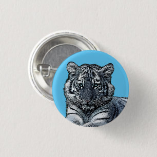 Badge Rond 2,50 Cm bébé blanc tigre petit jungle safari animal art