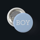 Badge Rond 2,50 Cm Bébé Bleu Garçon Fête de révélation de genre<br><div class="desc">Demandez aux invités de votre sexe de révéler la fête de faire leur deviner sur le bleu avec les épingles / boutons "BOY" en bleu clair bébé avec blanc.</div>