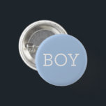 Badge Rond 2,50 Cm Bébé Bleu Garçon Fête de révélation de genre<br><div class="desc">Demandez aux invités de votre sexe de révéler la fête de faire leur deviner sur le bleu avec les épingles / boutons "BOY" en bleu clair bébé avec blanc.</div>