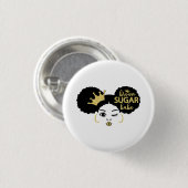 Badge Rond 2,50 Cm Bébé Brown de sucre en noir et or (Devant & derrière)