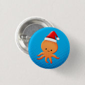 Badge Rond 2,50 Cm Bébé de Cartoon mignon Octopus Santas Casquette (Devant & derrière)