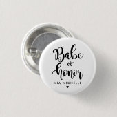 Badge Rond 2,50 Cm Bébé élégant d'honneur noir et blanc (Devant & derrière)