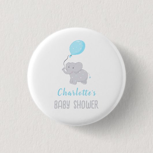 Badge Rond 2,50 Cm Bébé éléphant mignon pour une douche de bébé garço (Devant)