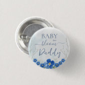 Badge Rond 2,50 Cm Bébé en Fleur Garçon Bleu Floral Douche Papa (Devant & derrière)