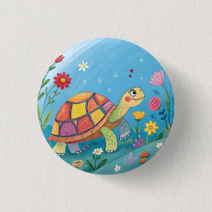 Badge Rond 2,50 Cm Bébé tortue dessinée