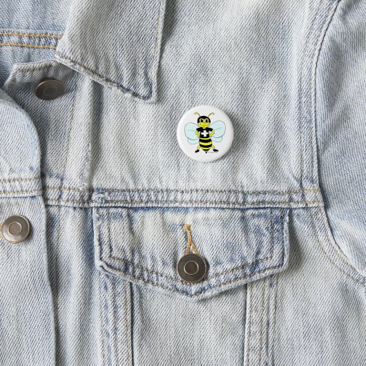 Badge Rond 2,50 Cm Bee Positif Small Button (En situation)
