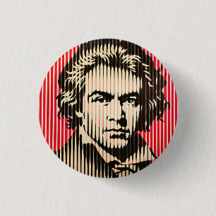 Badge Rond 2,50 Cm Beethoven dans le style d'illusion optique BAUHAUS