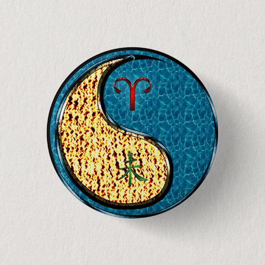Badge Rond 2,50 Cm Béliers et chèvre d'eau (Devant)