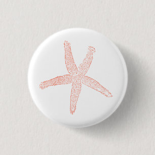 Badge Rond 2,50 Cm Belle illustration d'étoile de mer rose pastel