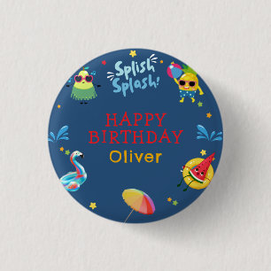Badge Rond 2,50 Cm Belle piscine d'été Caractère Fruit Anniversaire