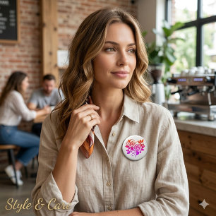 Badge Rond 2,50 Cm Belle Rose Florale Élégante