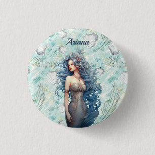 Badge Rond 2,50 Cm Belle sirène à ailes bleues