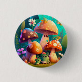 Badge Rond 2,50 Cm Belles champignons de bébé vert (Devant)