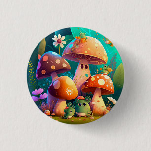 Badge Rond 2,50 Cm Belles champignons de bébé vert