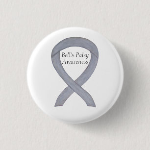 Badge Rond 2,50 Cm Bell's Palsy Silver Awareness Ribbon Custom Pin