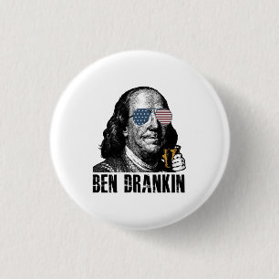 Badge Rond 2,50 Cm Ben drôle en train de boire, Célébrons la joie de