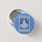 Badge Rond 2,50 Cm Bénédiction de Noël de Marie et Jésus (Devant & derrière)