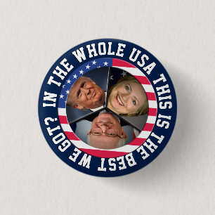 Badge Rond 2,50 Cm Bernie, Hillary et atout