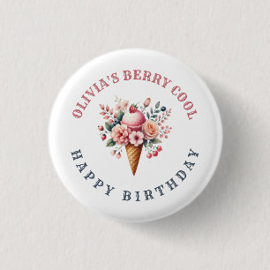 Badge Rond 2,50 Cm Berry Cool Bonne fête de crème glacée anniversaire