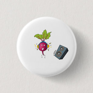 Badge Rond 2,50 Cm Betteraves, rythmes, musique, thème dj
