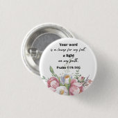 Badge Rond 2,50 Cm Bible Verse Psaume Florale (Devant & derrière)