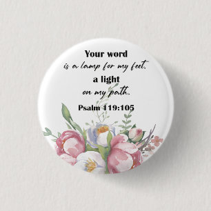 Badge Rond 2,50 Cm Bible Verse Psaume Florale