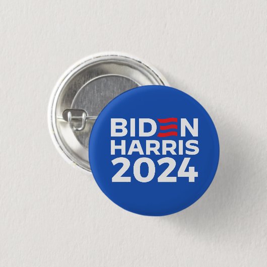 Badge Rond 2,50 Cm Biden Harris 2024 Bleu (Devant & derrière)