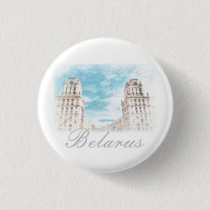 Badge Rond 2,50 Cm Biélorussie Minsk Architecture Bouton Épinglette