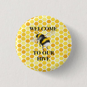 Badge Rond 2,50 Cm bienvenue dans notre ruche