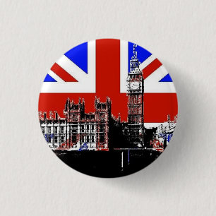 Badge Rond 2,50 Cm Big Ben et Union Jack