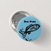 Badge Rond 2,50 Cm Big Fish Primitive Art Black Line Dessin et nom (Devant & derrière)