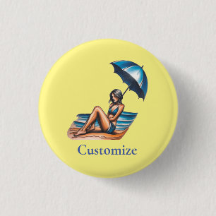 Badge Rond 2,50 Cm Bikini Girl Beach Napping Thunder_Cove