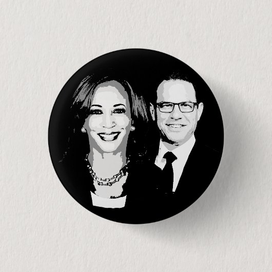 Badge Rond 2,50 Cm Billet Kamala Harris et Josh Shapiro (Devant)