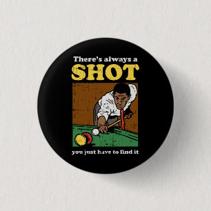 Badge Rond 2,50 Cm Billiard Snooker Retro