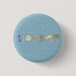 Badge Rond 2,50 Cm Biologie diagramme et typographie bleu