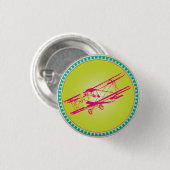 Badge Rond 2,50 Cm Biplan rose (Devant & derrière)