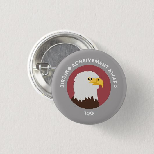 Badge Rond 2,50 Cm Birding Achievement Award 100 (Devant & derrière)