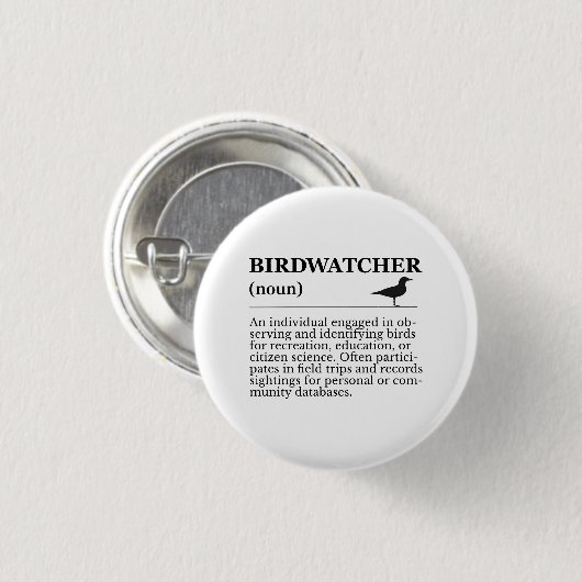 Badge Rond 2,50 Cm Birdwatcher Definition Observation Identification (Devant & derrière)
