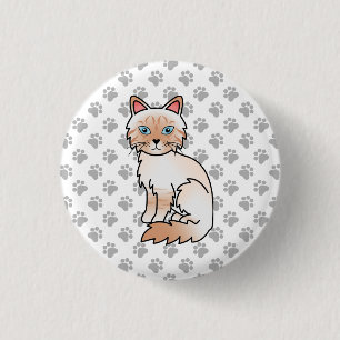 Badge Rond 2,50 Cm Birman / Ragdoll tigré pointe rouge Chat & Pattes
